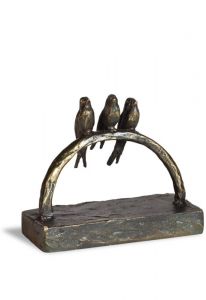 Petite Urne Funéraire Sculpturée en bronze 'Parents et Enfant' 12CM