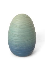 Urne cendres pour bébé en céramique 'Cocon' bleu vert