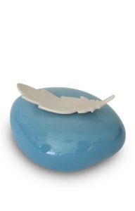 Urne bébé en céramique 'Plume' bleu