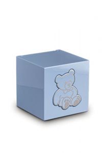 Urne funéraire en bois MDF pour bébé 'Ours' bleu