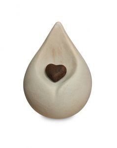 Urne biodégradable en argile 'Larme et coeur'