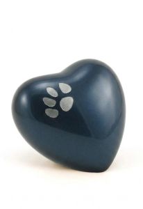 Urne animal en laiton 'Coeur' bleu avec patte