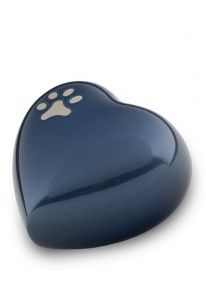 Urne animal en laiton 'Coeur' bleu avec patte