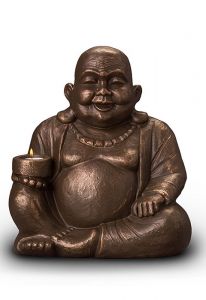 Urne Funéraire en céramique bronze 'Bouddha avec bougie'
