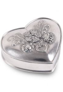 Boîte de coeur en étain fleurs petit