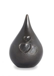Urne funéraire en bronze 'Goutte' avec coeurs