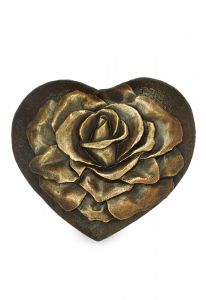 Mini-urne funéraire bronze 'Coeur et rose'