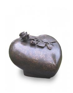 Urne funéraire en bronze 'Coeur avec rose'