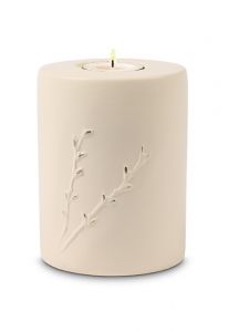 Mini urne cendres en céramique 'Rondo' avec bougeoir beige