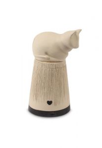 Urne funéraire pour chat en céramique faite à la main avec cœur – blanche