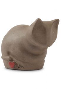Urne pour cendres de chat en céramique faite à la main avec cœur – anthracite