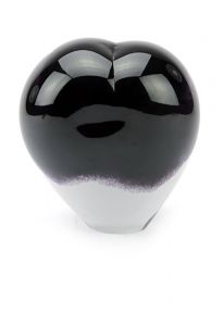 Mini-urne en verre cristal 'Memorie' coeur noir et blanc