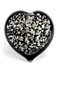 Mini-urne en verre cristal 'Coeur'  noir et argent