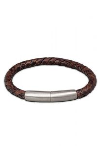 Bracelet porte-cendre en cuir tressé 'Embrace' brun