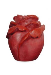 Urne funéraire en forme de rose en bois rouge