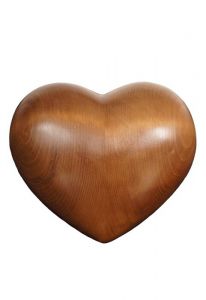 Urne funéraire en bois en forme de cœur – teinté foncé