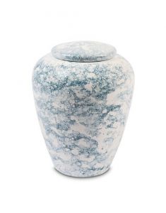 Urne funéraire en céramique bleu foncé avec effet marbre