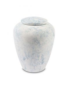 Urne funéraire en céramique bleu clair avec effet marbre