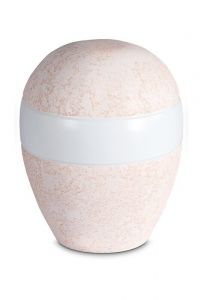 Urne pour cendres en porcelaine 'Planet' - Relief corail rose