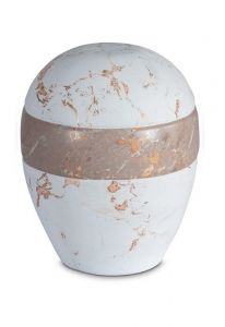 Urne pour cendres en porcelaine 'Planet' - Motif marbre blanc et brun