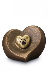 Urne Funéraire pour Animal en Céramique Bronze 'Coeur pour Animaux'