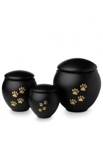 Urne-animal noir avec impression de pattes or