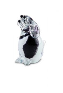 Mini-urne en verre cristal 'Chien' noir / blanc