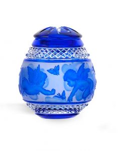 Urne funéraire cristal avec feuilleeren