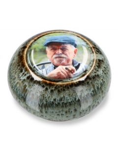 Mini-urne funéraire personnalisable avec un médaillon photo de différentes couleurs