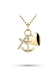 Pendentif mémoire La foi, l'espérance et l'amour plaqué or jaune