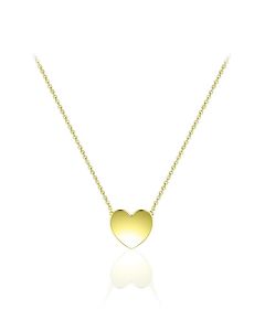 Pendentif mémoire plaqué or jaune cœur avec chaîne 