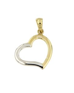 Pendentif mémoire en 14 carat or bicolore 'Cœur' | SOLDES