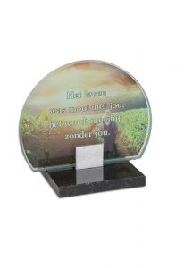 Plaque commémorative en verre avec photo personelle