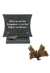 Plaque commémorative avec papillon en bronze