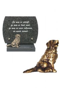 Plaque commémorative avec chien en bronze