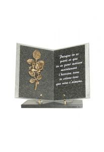 Plaque commémorative 'Livre avec rose branche'