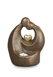 Urne funéraire en céramique bronze 'Confort apaisant' avec bougeoir