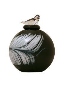Urne funéraire verre avec oiseau et plume