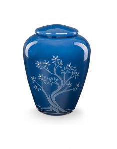 Urne funéraire en verre avec colombes - symbole de paix et amour