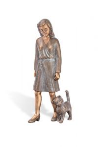 Sculpture funéraire femme avec chat – décoration de tombe – 3D, libre, fixation en bas