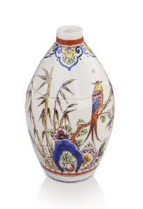 Mini-urne peinte à la main 'Oiseau de paradis sur bambou'