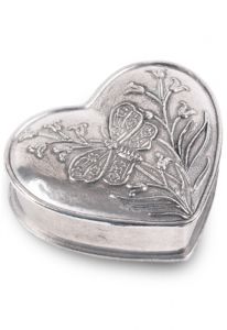 Boîte de coeur en étain papilon petit