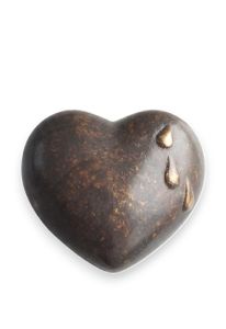 Petite Urne Funéraire en Bronze « Cœurs avec Larmes »