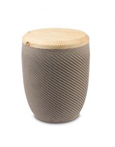 Urne funéraire 'Pearl' gris-brun avec couvercle en bois de sapin