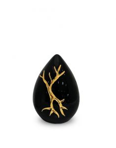 Mini urne funéraire larme 'Kintsugi' noir