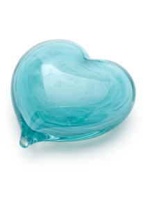 Petite urne funéraire en cristal en forme de cœur, bleu clair