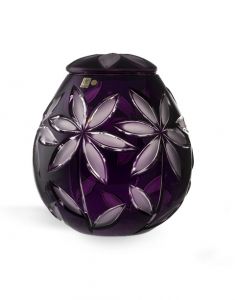 Urne funéraire cristal avec feuilleeren