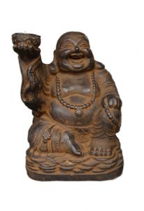 Bouddha souriant en bronze avec bougie