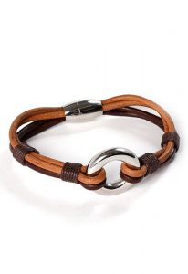 Bracelet porte-cendre en cuir noir et marron
