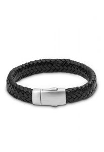 Bracelet porte-cendre en cuir tressé 'Embrace' noir